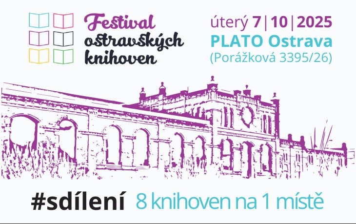 Grafický plakát k Festivalu ostravských knihoven 2025